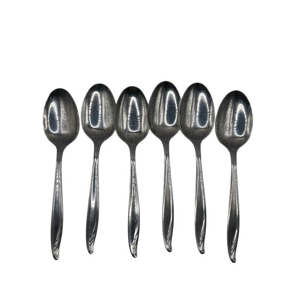 Wm Rogers & Son Bermuda Stainless Steel Teaspoons Set Of 6 Glossy Finish Discont - Picture 2 of 5